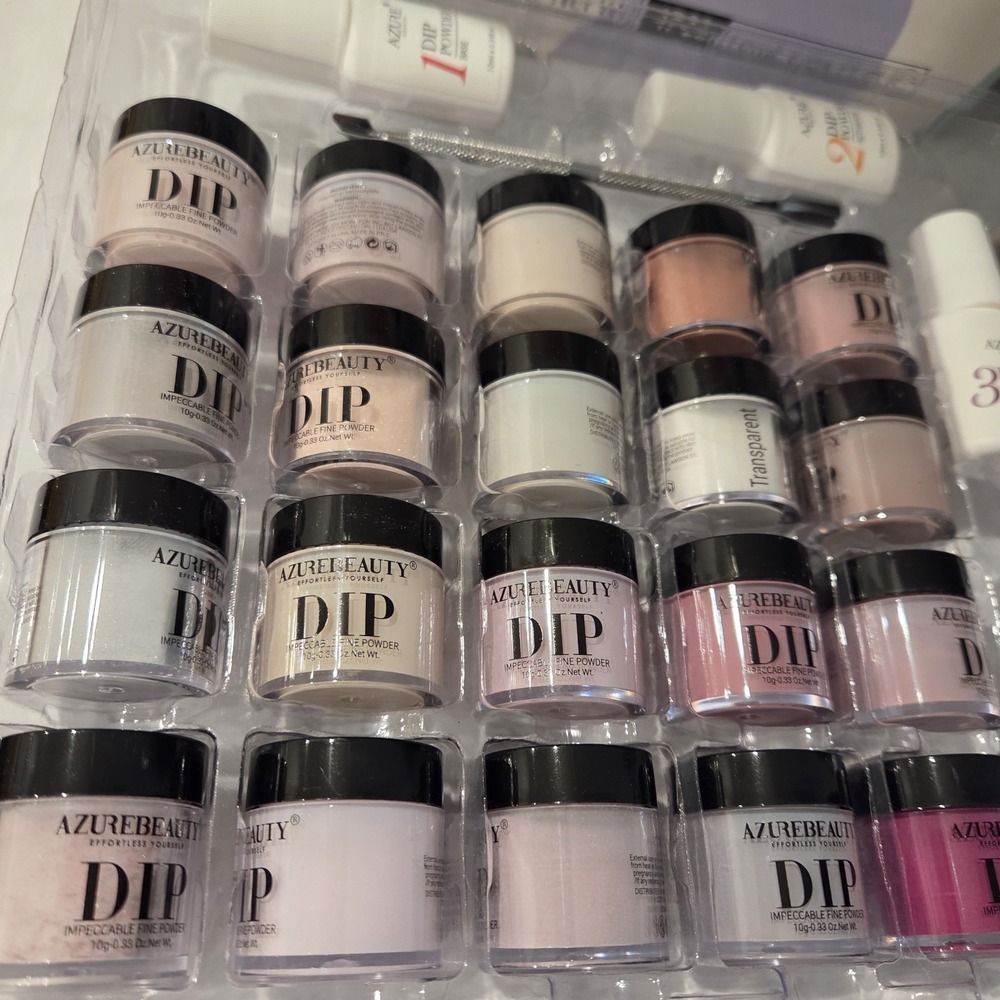 AZURE BEAUTY Dip Powder Nail Kit Multicolor 20 Colors Shiny Natural 10g Each